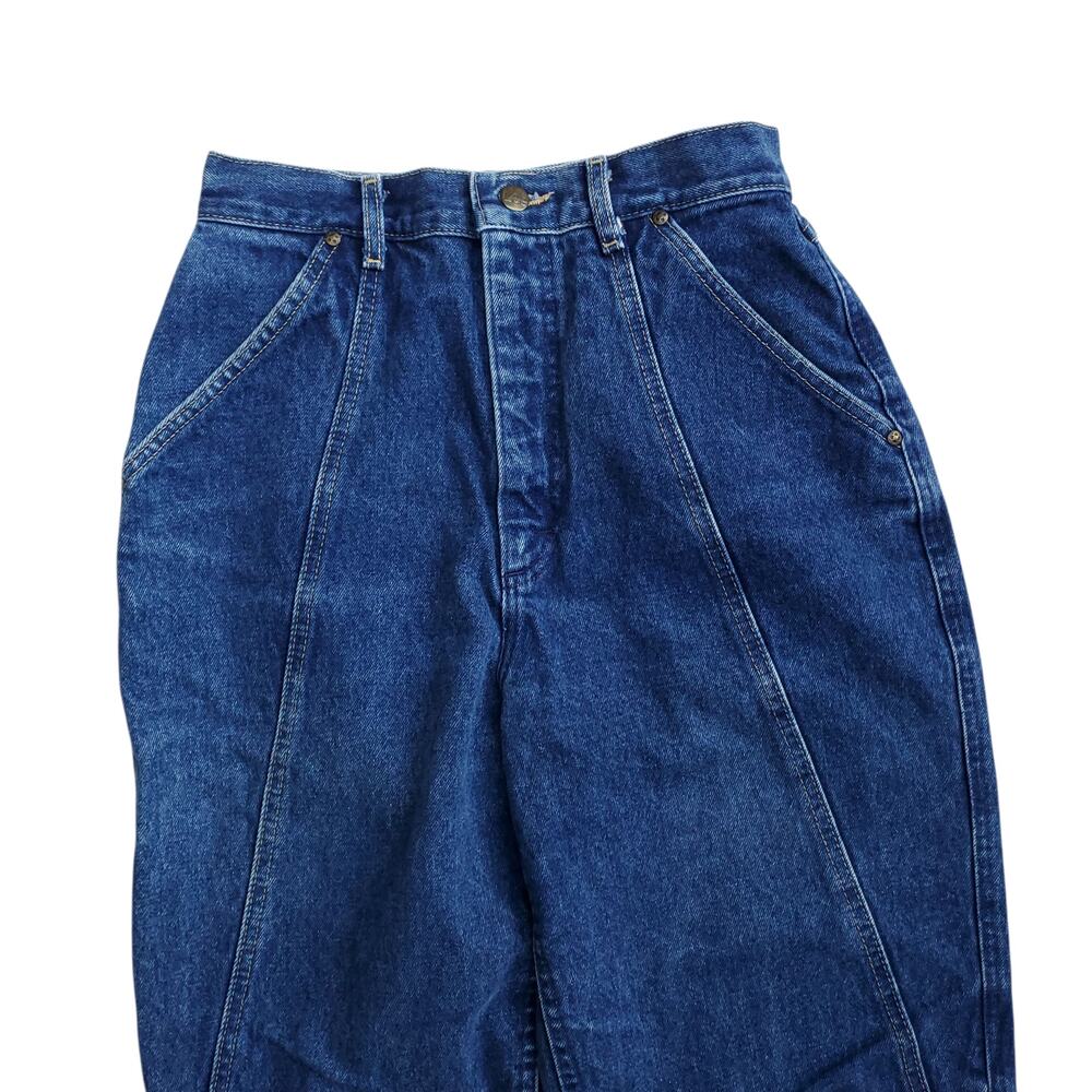 Vintage Lee Blue Jeans Tapered Leg Asymmetric Center Seam 1980s 80s Mom Sz 11 - Picture 2 of 11